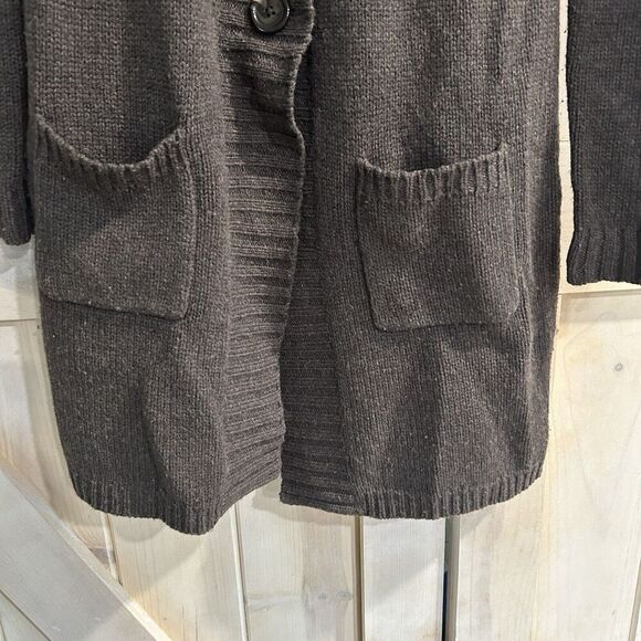 Boden Womens Wool Knit Cardigan Sweater 8 Brown Pockets Buttons Faux Fur - Picture 4 of 11